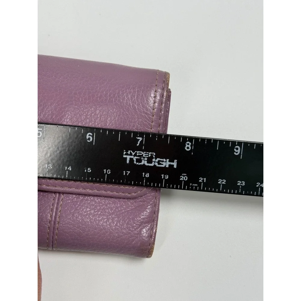 Tignanello Purple Pebbled Leather Tri-Fold Wallet with Exterior Zip Pocket